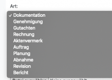 Kategorien von Unterlagen in LackTracking.de